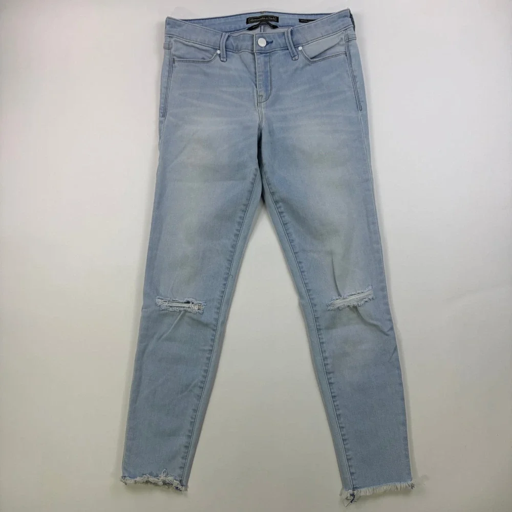 Abercrombie & Fitch Mid Rise Super Skinny Ankle Jeans Womens 28 Light Wash